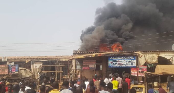 PHOTOS: Shops destroyed as fire guts Jabi motor park in Abuja
