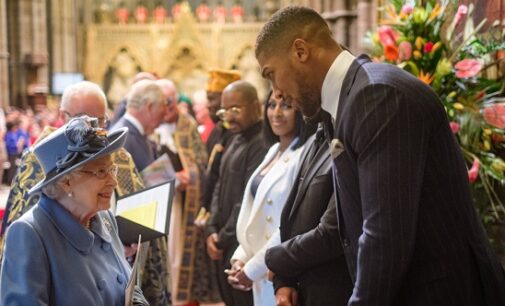 EXTRA: Anthony Joshua tells Queen of England about egusi, pounded yam