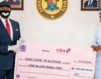 Sanwo-Olu receives N1bn donation from UBA to fight coronavirus
