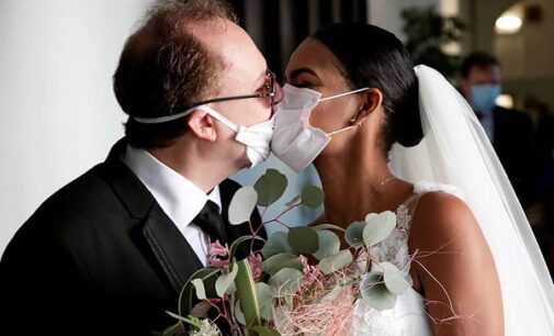 Couple wed in coronavirus face masks at ceremony with no guests in Italy – world’s worst hit country