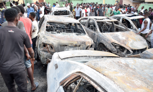 PHOTOS: Cars destroyed during fire outbreak at NNPC petrol station in Lagos
