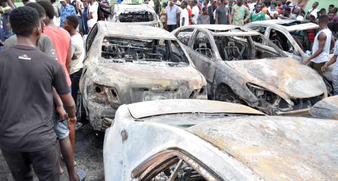 PHOTOS: Cars destroyed during fire outbreak at NNPC petrol station in Lagos