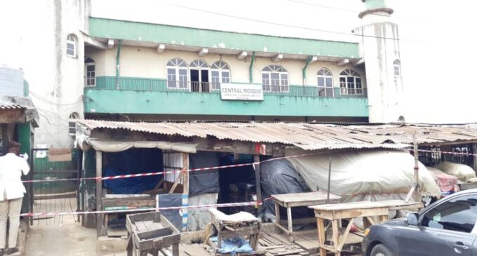 PHOTOS: Lagos seals off Agege Central Mosque after clash between worshippers and COVID-19 task force