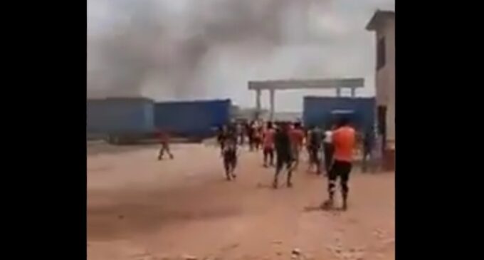 VIDEO: Workers protest against Chinese company in Ogun ‘for locking them in’