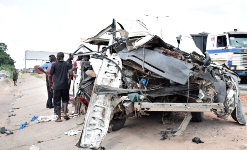 PHOTOS: Scene of bus accident on Otedola Bridge in Lagos
