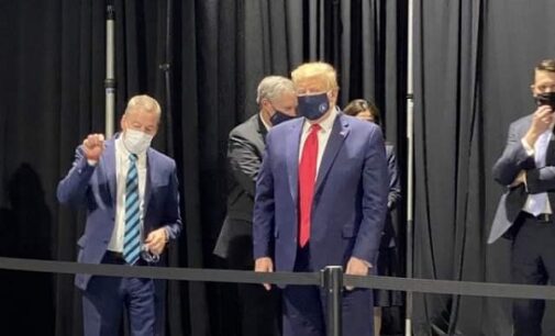 Trump finally wears face mask — but not in public