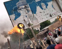 Angry protesters burn Buhari’s billboard in Katsina