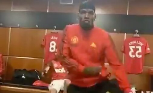 VIDEO: Pogba shows off dance moves as Ighalo plays Wizkid’s Soco in changing room