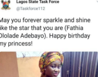 EXTRA: Official wishes ‘princess’ happy birthday using Lagos task force Twitter account