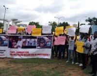 PHOTOS: Protesters demand arrest of Tinubu over 2019 election eve ‘bullion vans’