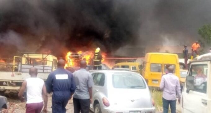 11 vehicles burnt as fire guts LASTMA office