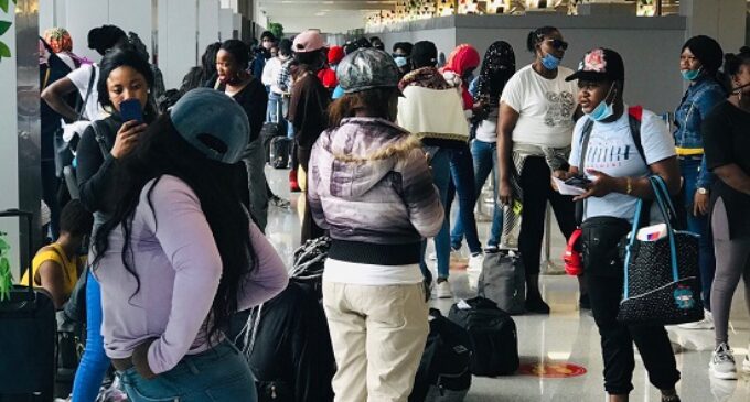 PHOTOS: Nigerian women stranded in Lebanon return home