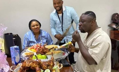 TRENDING: Ayade’s brother spotted with bowls of chicken