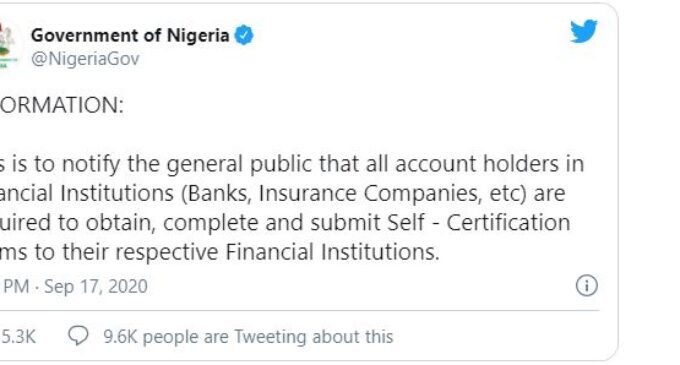 FG apologises for misleading tweets on registration for account holders