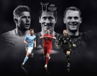 De Bruyne, Lewandowski, Neuer nominated for UEFA player award