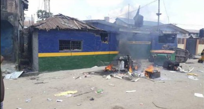 ‘Seven shot’ as another police station is razed in Lagos