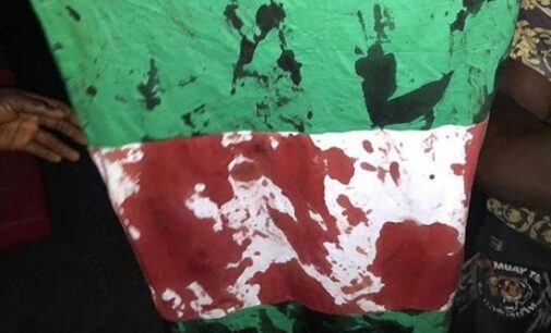 Flags dipped in the blood of nonviolent protesters