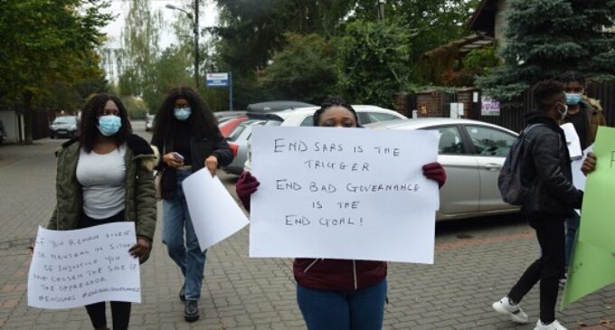PHOTOS: Nigerians in Poland join #EndSARS protest