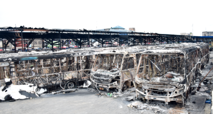 PHOTOS: 63 buses, ATMs — assets destroyed by hoodlums in Lagos