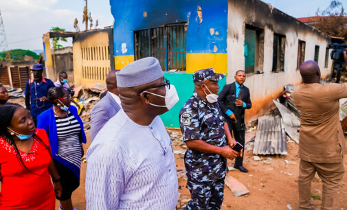 PHOTOS: Fayemi inspects police stations, shops vandalised by hoodlums