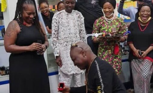 VIDEO: Charly Boy proposes to wife for the ‘fourth time in 45 years’