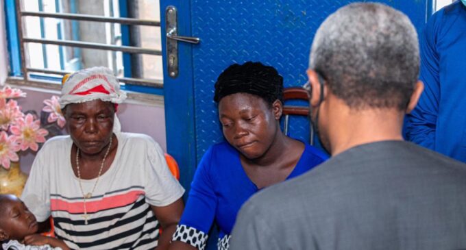 PHOTOS: Gbaja visits family of newspaper vendor shot by security aide