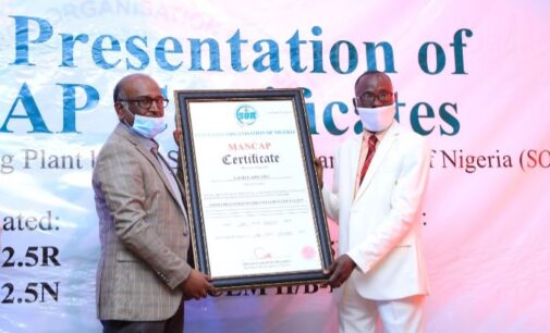 Lafarge Africa receives MANCAP product quality certificate from SON