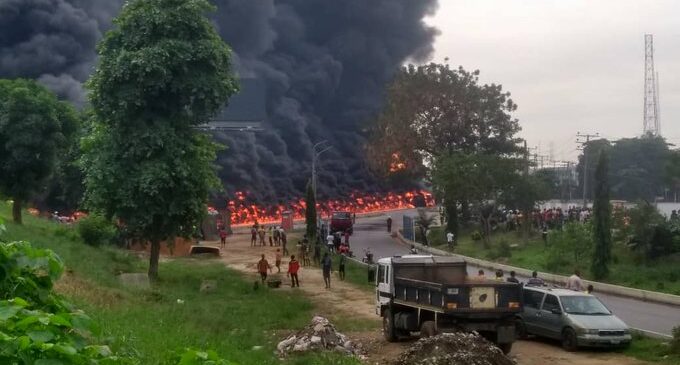 Petrol tanker explodes at Toyota bus stop in Lagos