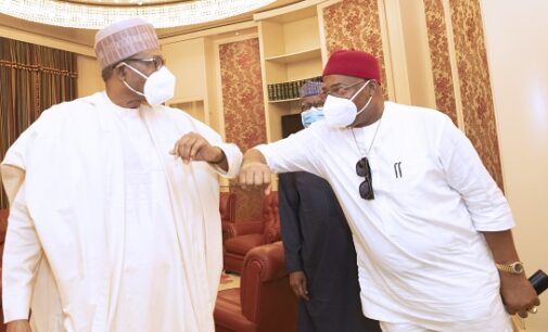 PHOTOS: Uzodinma meets Buhari in Aso Rock amid feud with Okorocha