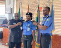 PHOTOS: IGP ‘violates’ COVID protocol, decorates officers without a face mask