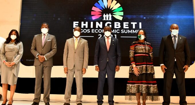 PHOTOS: Buhari, Sanwo-Olu, Okonjo-Iweala attend Lagos economic summit
