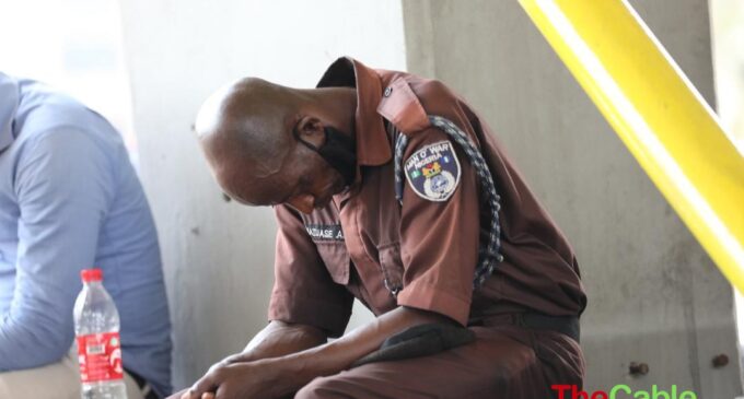 EXTRA: Security officers sleeping on duty at Lekki tollgate