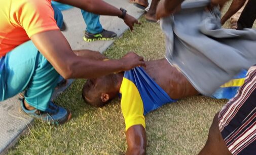 EXCLUSIVE: Nigerian player faints after match — but his team doctor not at the stadium