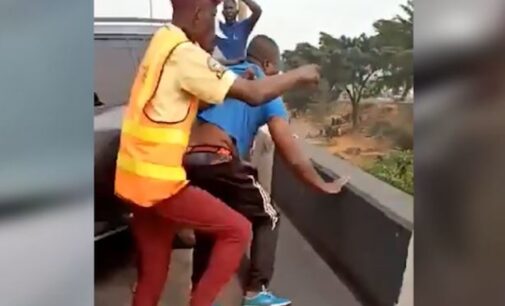 VIDEO: Driver knocks policeman off bridge in Lagos