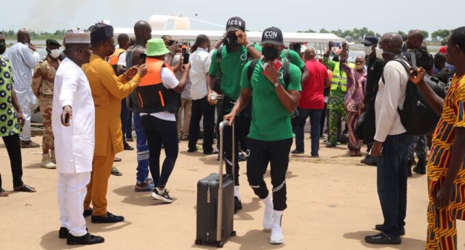 PHOTOS: Super Eagles arrive Benin after boat trip from Lagos