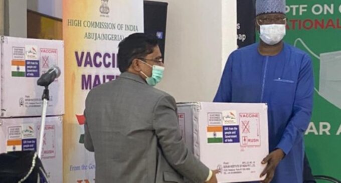 FG takes delivery of 100,000 COVID vaccine doses donated by India