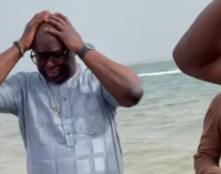 EXTRA: Fayose’s family spotted praying at the beach (video)