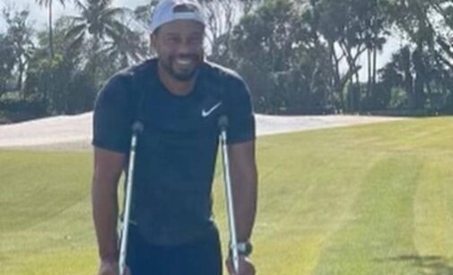Tiger Woods pictured for the first time since car crash