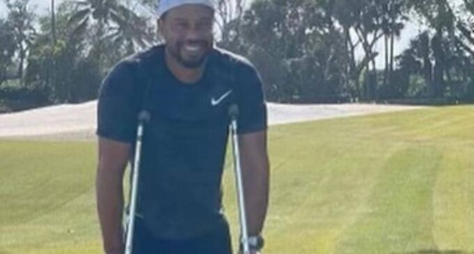 Tiger Woods pictured for the first time since car crash