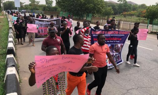 Parents of abducted Afaka students protest at national assembly