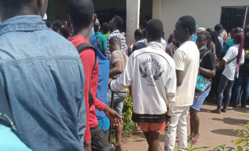 PHOTOS: Long queues at Lagos NIMC office as UTME candidates bemoan NIN errors