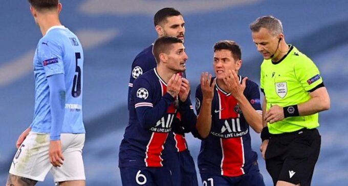 PSG players accuse referee of swearing at them during defeat to Man City