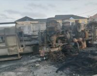 Traffic congestion as petrol tanker explodes in Lagos