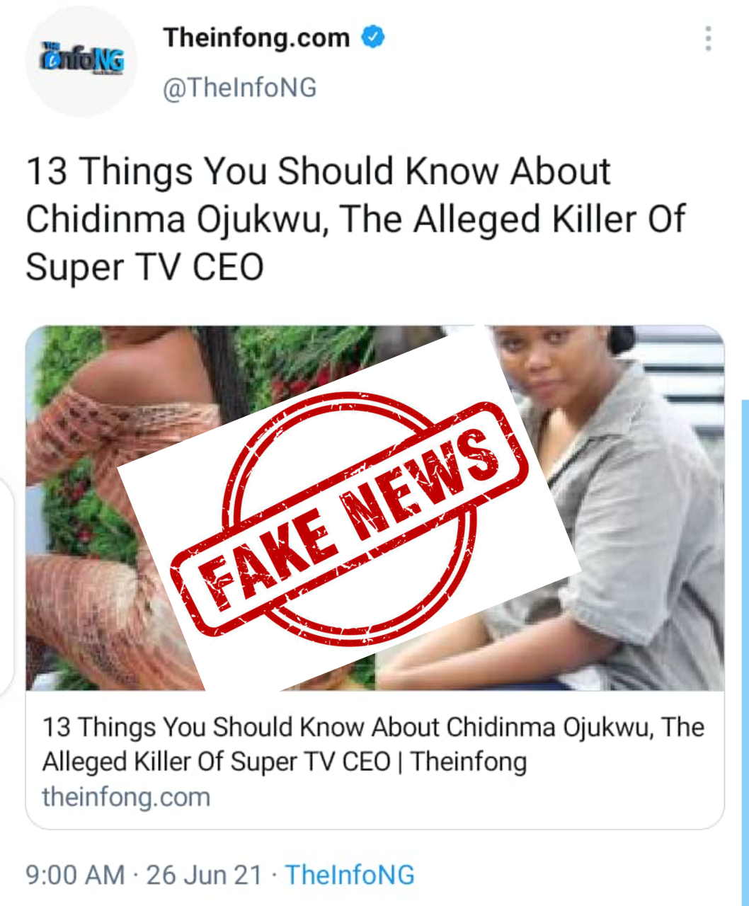 Fake news, not Chidinma