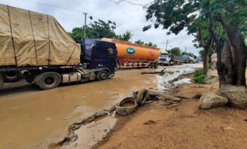 PHOTOS: Trucks stranded as residents, motorists lament gridlock on Okene-Auchi road