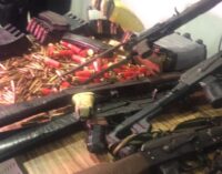 PHOTOS: DSS presents AK-47 rifles, charms ‘recovered from Sunday Igboho’s house’