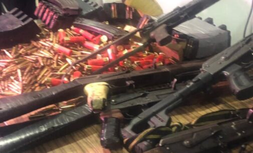 PHOTOS: DSS presents AK-47 rifles, charms ‘recovered from Sunday Igboho’s house’