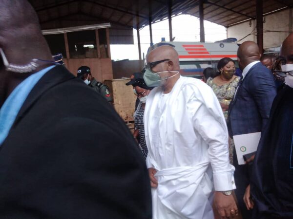 Rotimi Akeredolu, Ondo state governor, arriving the Synagogue Church premises