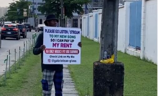 EXTRA: ‘I need to pay my rent’ — artiste hits streets of Lagos to market his song