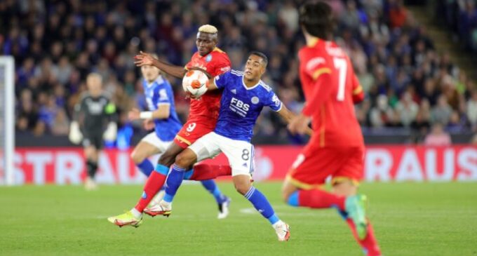 Europa League: Osimhen nets brace as Ndidi sees red in Leicester, Napoli draw
